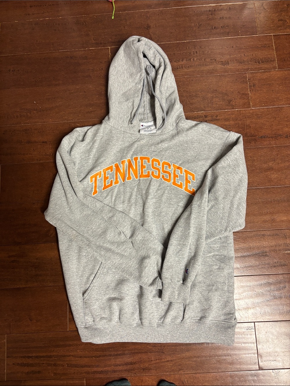 Champion Gray Hooded Sweatshirt with Orange Tennessee Arch